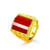 공장 직공 구미 남성 스타일 개성 액세서리 24K 개구부 모조 금반지 보석 구리 도금 남성 반지