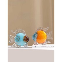 고급 유리 물고기 장식품, (흰색 + 주황색)