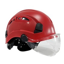 경량안전모 안전모햇빛가리개 현장 가벼운 안전모 남성용 바이저 건설 안전 헬멧 탄소 섬유, 레드 클리어 렌즈, 1개