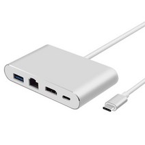 usb허브 c타입허브 호환 4in 1 USB Type-C to HDMI 4K + RJ45 기가비트 이더넷 네트워크 카드 PD OTG 허브, 03 4 in 1 silver