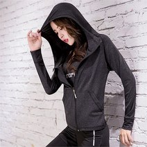 셀러허브(잡화) 여자 헬스복 운동 아우터 슬림핏 스티치 후드 집업