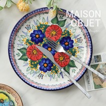 프라카 유니캇 폴란드풍 도자기 원형접시 대 25cm, 부케