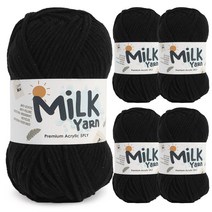 [니뜨] 밀크얀 뜨개실(50g)x5볼 + QR 뜨개도안, 18_블랙