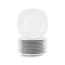 10 Strawberry Street 19.1cm 케이터링 라운드 샐러드 디저트 접시 12개 세트, Square (Dinner Plate)