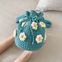 [울클럽X제이로시DIY]통통 데이지 버킷백 (해피코튼실) 동영상제공 봄 여름 코바늘 뜨개질 가방, 701 백색