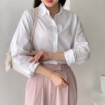 셀러허브(잡화) 여자 오피스룩 면남방 베이직 카라 기본 셔츠