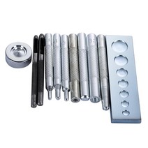 11PCS DIY 가죽 도구 다이 펀치 구멍 스냅 리벳 버튼 세터베이스 키트 금속 공예, CHINA