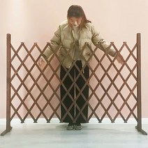 정원 자바라 울타리 접이식 스탠드형 매립형 갈색 흰색, D-2 (200x90)