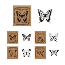 나비 요정 버터플라이 빈티지 우드 스탬프 일러스트 다이어리 꾸미기 다꾸 도장놀이, E