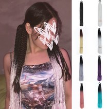 컬러 브레이드 헤어 피스 밴드 땋은 레게 머리 익스텐션 가발 브릿지 투톤 옴브레 페스티벌 파티, 3.브라운+베이지, 1개