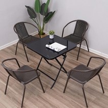 주물야외테이블 4인 옥상 정원 마당 야외용 기구 철제 세트 원형, 워터패턴접이식원형테이블60개+주변의자2개