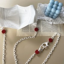 레드 화이트 로즈 체인 스트링 아크릴 체인 미분양 큐티 플라워 체인 ins