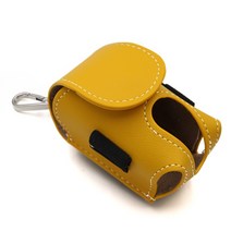 골프파우치백 골프공주머니 볼케이스 순수 가죽 작은 골프 공 가방 신사 허리 매달려 경량, 노란색