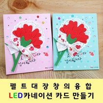 [펠트대장]LED카네이션 카드만들기(반제/완제), 완제/분홍