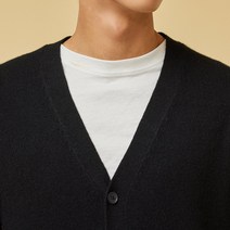 [JAJU/자주] 남 메리노울 V넥 가디건_블랙