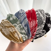 페이즐리 꼬임 머리띠 반다나 유니크 헤어터번 헤어밴드