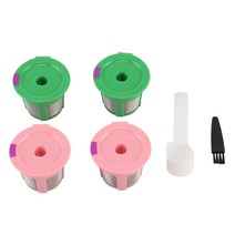 재사용 가능한 커피 필터 컵 재사용 가능한 커피 포드 채워진 캡슐 keurig 2.0 1.0 k 컵에 대응, 하나, 핑크 & 그린