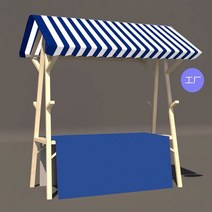 마켓 진열대 노점 이동식 행사마대 플리마켓 테이블, 고정120x60x200블루화이트테이블보