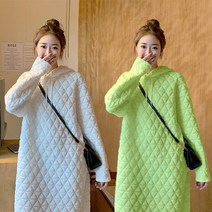 여성 누빔 롱 패딩 후드 원피스 루즈핏 코트 무지 겨울 베이직 빅사이즈