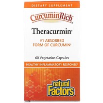 Natural Factors CurcuminRich Theracurmin 내추럴팩터스 커큐민리치 테라큐민 60베지태리안 캡슐, 60개, 60정