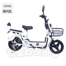 전기자전거 모트350W14인치타이어 스로틀 PAS 등하교 출퇴근 장보기 레저 2인용, 48V13A(납산), 화이트