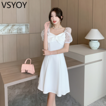 vsyoy 기질 작은 흰색 치마는 일상 시간에 착용 할 수 있습니다 매일 프랑스 새틴 라이트 웨딩 드레스 약혼 드레스 여름