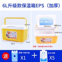 대용량 낚시 아이스박스 캐리어 바다 쿨러 용품 대장 갈치 선상 민물, 6L 옐로우+아이스팩 5개 증정, 얼음통증정