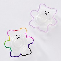 2개랜덤세트 노이드비 납작곰돌이 3단 투명아크릴 스마트톡 그립톡, 2컬러랜덤