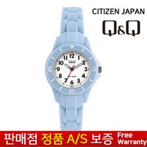 QnQ By Japan Citizen [신제품][큐앤큐][정품무상AS] 어린이 초등학생 여성여자 심플 파스텔 블루어린이 패션 우레탄손목시계 VS66J-004Y