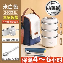 재팬 대용량 다층 보냉도시락통 길이 보온밥통 배달 휴대용전자레인지, 기본, T08-에스컬레이드 크림색 3단 식기 블루미