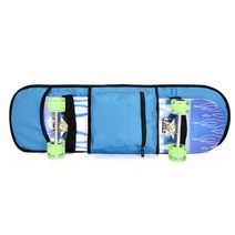 스케이트보드 백팩 경량 멀티 미러링 더블보드가방 내마모 방수 피트니스 백팩, 블루 플레이트 90Cm