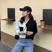 TARA Shirt 카라 셔츠 투톤 셔츠 모델 긴팔 시크한 디자인 고급 이탈리안 실크