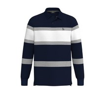 [헤지스 남성] [[22SS]] HZTS2A204N3 네이비 컬러블럭 긴팔카라티셔츠