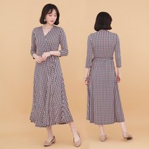 애비뉴투지 엄마옷 봄 가을 아이비 허리끈 브이넥 랩 롱 원피스 O04107