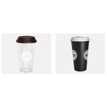 테이크아웃컵 커피 카페 아이스 콜드컵 냉온텀블러, 리유저블 500ml블랙화이트