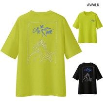 어워크 오버핏 반팔티 남녀공용 5부 반팔 면 티셔츠 바이미