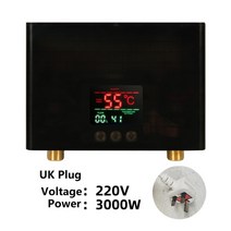인스턴트 온수기 욕실 주방 벽걸이 전기 온수기 LCD 온도 디스플레이 리모컨 포함 110V 220V, 08 220V-3000W-UK plug