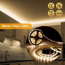 화장대 조명 0.5-5m dc5v 터치스위치유연한led스마트스트립테이프화장대조명거울diy 메이크업tv백라이트주방 책상 장식, 방수, 따뜻한 화이트, 5m