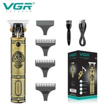 VGR 남성용 빈티지 T9 트리머 수염 트리머 헤어 클리퍼 전문 이발사 무선 충전식 V-085, 1.with box