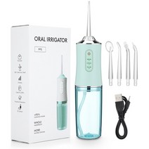 구강세척기 물치실 구강 Irrigator 치과 물 Flosser 220ML 워터 제트 4 노즐 타르 리무버 치아 화이트닝 클, 03 Green color