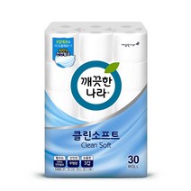 깨끗한나라 클린소프트 3겹데코 천연펄프 30m 30롤, 1팩