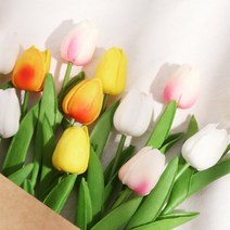 23년 모음전*성묘 조화 꽃 부케 꽃다발 셀프웨딩 실크플라워 해바라기 튤립 장미 국화 화분, 01_튤립조화 2P 라이트로즈