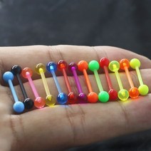 써지컬 피어싱 미니멀 10 pcs 혼합 캔디 컬러 바벨 바 볼 플라스틱 혀 산업 피어싱