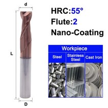 밀링 커터 비트 금속 목공 MZG HRC 45 55 65 2 에지 4 플루트 스퀘어 티타늄 가공 CNC 경질 합금 카바이드 공구 텅스텐 스틸 엔드밀 136791, 2F55C, 20X20X100L