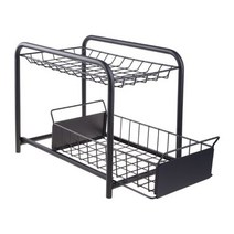 Under Sink Cabinet Organizer 슬라이딩 바구니가있는 2 층 Stackable Storage Shelf 주방 욕실 용 서랍, 1.28X36X16cm