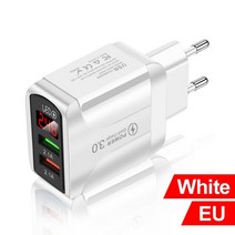 5V 2.1A 빠른 충전 QC 3.0 더블 포트 USB 디지털 디스플레이 빠른 충전 휴대 전화 충전기 EU/US/UK 범용 전, 02 Black