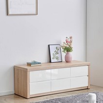 Sunshine 폭넓은서랍장 길이긴 낮은 수납장 다용도 보관함 정리함 2단 원목장 1500, 그레이화이트