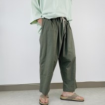 아메카지 썸머 9부 밴딩 린넨 스판 와이드 배기 팬츠 5color / 빅사이즈