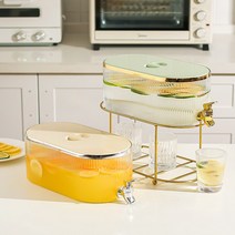 음료 물디스펜서 냉장고 물통 카페 워터저그, 5L (크림화이트) + 받침대