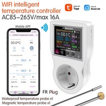 온도센서 스마트홈 iot 와이파이 스마트 소켓 디지털 전력계 220V AC 전기 EU 플러그 킬로와트 에너지 미터, 08 FR Double probe